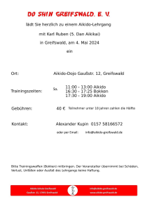 Aikido-Lehrgang am 04.05.2024 in Greifswald mit Karl Ruben